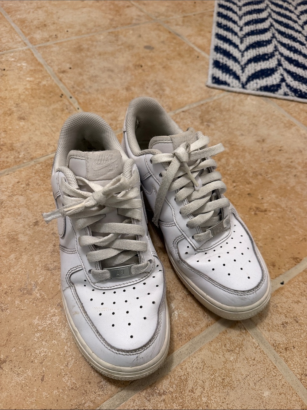 Nike Air Force 1 White Leather Low-Top Sneakers